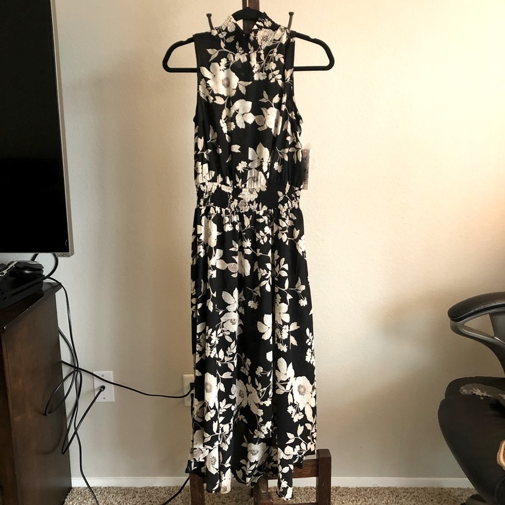 nanette lepore black cream print dress